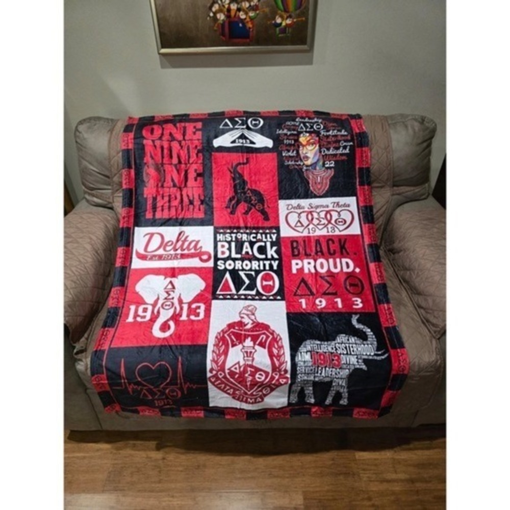 Delta Sigma Theta College Sorority Throw Blanket - Lot of 2 - Picture 2 of 2